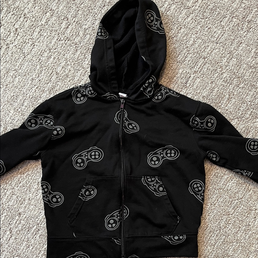 Kids Old Navy Black Hoodie Video Game Design Sz 8